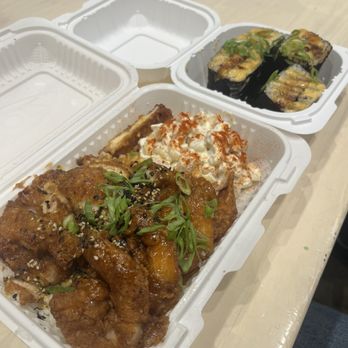 Shootz - Katsu chicken and shrimp mix plate, 2 Pc Spam Brulee Musubi - Hawaiian Near Me - Stanton, California Shootz - Katsu chicken and shrimp mix plate, 2 Pc Spam Brulee Musubi - Hawaiian Near Me - Stanton, California