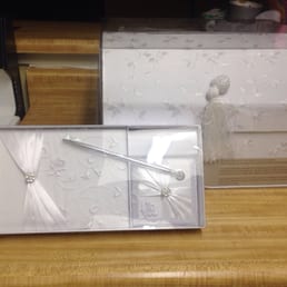 The beautiful guest book & pen set & the card box we found.  The bride loved it & can't wait to use it.