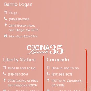 Cocina 35 - Hours of operation - Breakfast & Brunch Near Me - Coronado, California