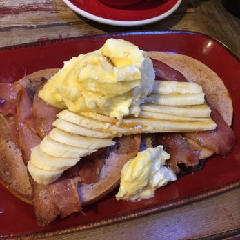 Manchester Press - Bacon maple banana on blueberry bagel - YUM! - Coffee & Tea Near Me - Melbourne, VIC Manchester Press - Bacon maple banana on blueberry bagel - YUM! - Coffee & Tea Near Me - Melbourne, VIC