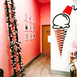 an ice cream cone and a ladder