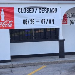 Outside. Closed until after the 4th