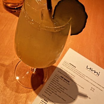 Umi - a drink and a menu on a table - Japanese Near Me - Pittsburgh, Pennsylvania