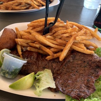 The Pit Bar-B-Q - Churrasco, chimichurri sauce, French Fries, fried dough. - Barbeque Near Me - Miami, Florida The Pit Bar-B-Q - Churrasco, chimichurri sauce, French Fries, fried dough. - Barbeque Near Me - Miami, Florida
