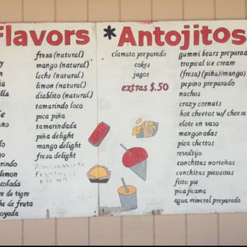 Silvia's Raspas - a menu for a mexican restaurant - Desserts Near Me - Mission, Texas Silvia's Raspas - a menu for a mexican restaurant - Desserts Near Me - Mission, Texas