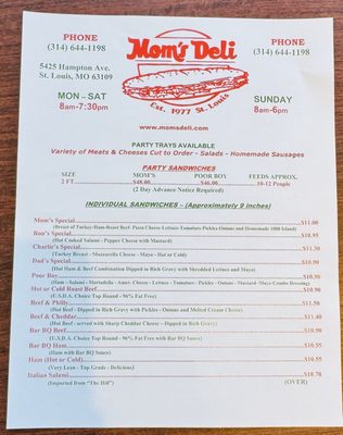 Menu photo 1 Mom's Deli St Louis, MO Menu photo 1 Mom's Deli St Louis, MO