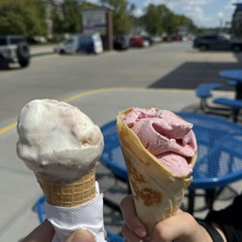 Betty Rae's Ice Cream - St. Louis Pork BBQ in a sugar cone, and strawberry in what I would call a pancake cone - Ice Cream & Frozen Yogurt Near Me - Omaha, Nebraska Betty Rae's Ice Cream - St. Louis Pork BBQ in a sugar cone, and strawberry in what I would call a pancake cone - Ice Cream & Frozen Yogurt Near Me - Omaha, Nebraska