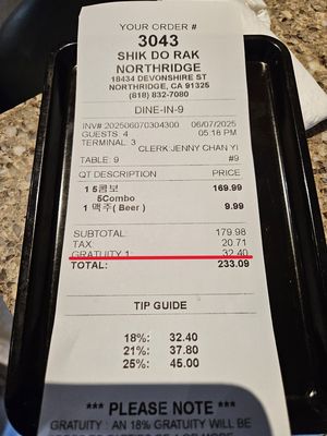 Menu photo 1 Shik Do Rak Northridge, CA