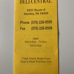 Deli Central - Menu