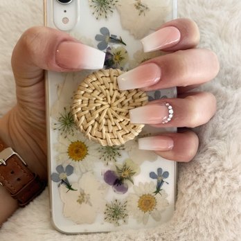 Circle A Nails And Spa - Ombré nails with a little bling on the ring finger. - Nail Salons Near Me - Redlands, California Circle A Nails And Spa - Ombré nails with a little bling on the ring finger. - Nail Salons Near Me - Redlands, California