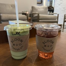 Matcha Latte and Pomegranate Green Tea Matcha Latte and Pomegranate Green Tea