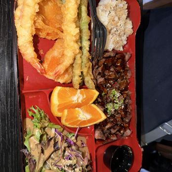 Sushi Okoku - Dinner Bento Box 2 item, beef teriyaki and Mixed Tempura - Sushi Bars Near Me - Riverside, California