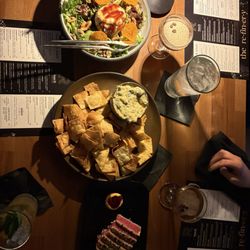 The Refinery - Burrata salad, Spinach artichoke dip and spiced ahi tuna