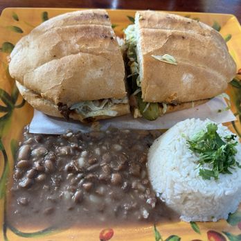 Mis 3 Tesoros - Torta el Pastor with rice and beans. - Mexican Near Me - North Chicago, Illinois