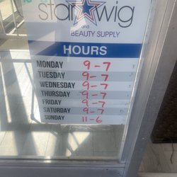 Star Wigs & Beauty Supply - Hours of operation 10/8/22
