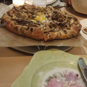 ABC Kitchen - Mushroom parmesan cheese whole wheat pizza with farm fresh egg - Breakfast & Brunch Near Me - New York, New York