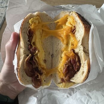 B Bagels - Bacon Egg & Cheese on Poppy - Bagels Near Me - Jersey City, New Jersey