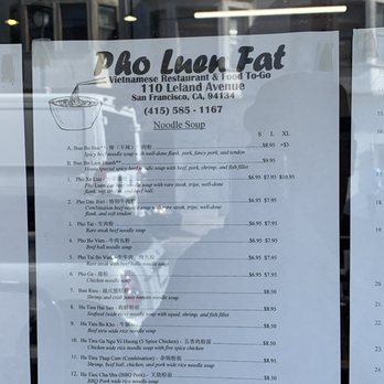 Pho Luen Fat - Menu - Chinese Near Me - San Francisco, California Pho Luen Fat - Menu - Chinese Near Me - San Francisco, California