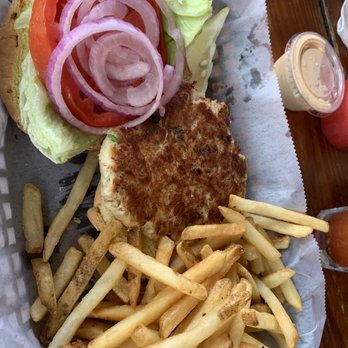 The Wharf - Crab cake sandwich - Seafood Near Me - St Pete Beach, Florida The Wharf - Crab cake sandwich - Seafood Near Me - St Pete Beach, Florida