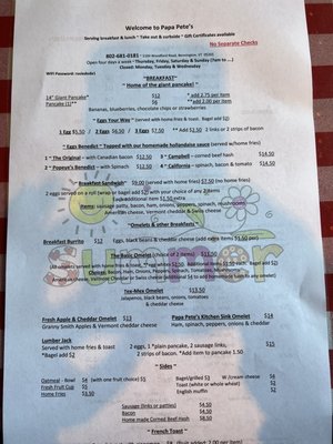Menu photo 1 Papa Pete's Bennington, VT