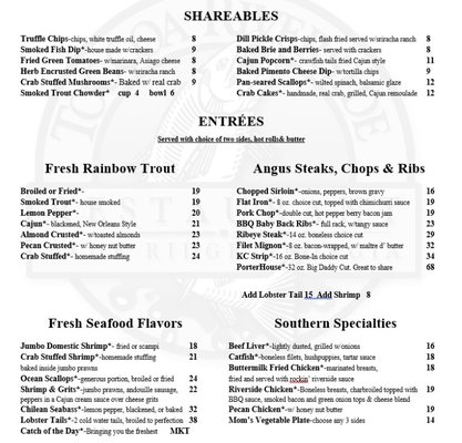 Menu photo 6 Toccoa Riverside Restaurant Blue Ridge, GA