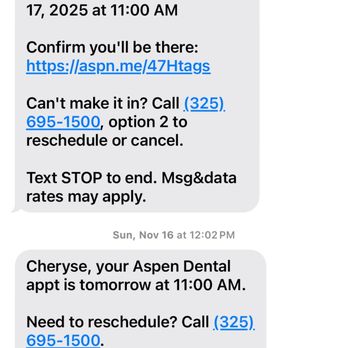 Aspen Dental - Abilene, TX - Proof of actual appointments of which some were cancelled after I showed up for the appointment - Oral Surgeons Near Me - Abilene, Texas Aspen Dental - Abilene, TX - Proof of actual appointments of which some were cancelled after I showed up for the appointment - Oral Surgeons Near Me - Abilene, Texas