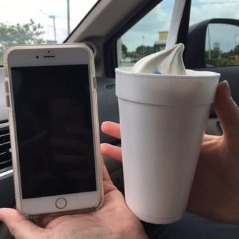 Twistee Treat - Sheldon - Small twirl with an iPhone 6 Plus for size comparison. It's huge! - Ice Cream & Frozen Yogurt Near Me - Tampa, Florida