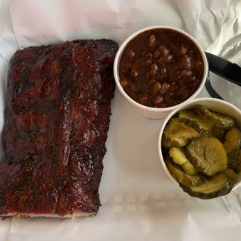Bogart's Smokehouse - Half Slab with 2 Sides Fire & Ice Pickles & Bogarts Beans - Barbeque Near Me - Saint Louis, Missouri Bogart's Smokehouse - Half Slab with 2 Sides Fire & Ice Pickles & Bogarts Beans - Barbeque Near Me - Saint Louis, Missouri