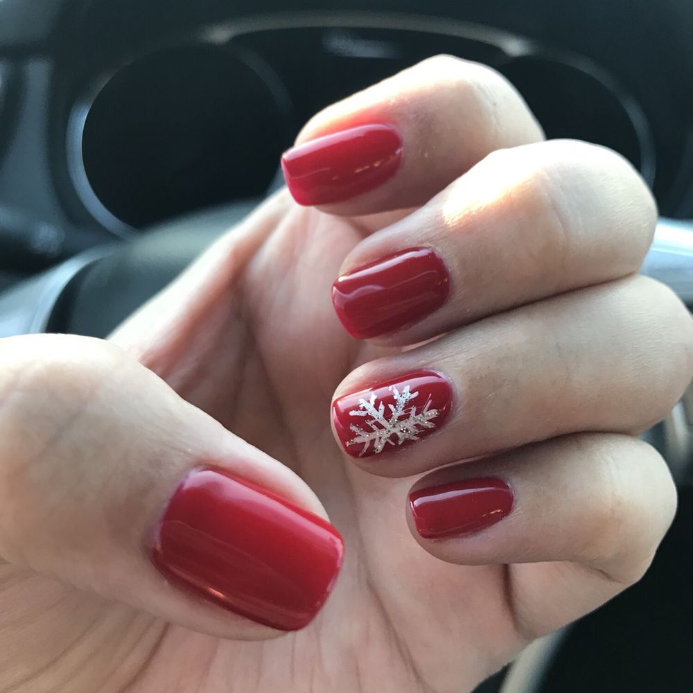 Bliss Nail Boutique - OPI Red Hot Rio w/snowflake design - Waxing Near Me - Keller, Texas