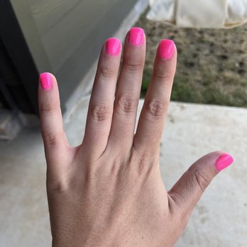 M Stella Nail Bar - Picked out a deep hot pink color and this is the color I got. Highlighter pink. It's pretty, but not what I asked for. - Nail Salons Near Me - Burleson, Texas M Stella Nail Bar - Picked out a deep hot pink color and this is the color I got. Highlighter pink. It's pretty, but not what I asked for. - Nail Salons Near Me - Burleson, Texas