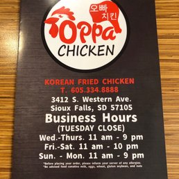the menu for the restaurant