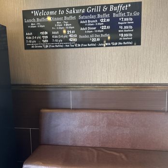 Sakura Grill & Buffet - Costs of buffet by day of week - Chinese Near Me - Sacramento, California Sakura Grill & Buffet - Costs of buffet by day of week - Chinese Near Me - Sacramento, California