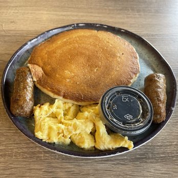 Aloha Stacks - Kids Pancake with Sausage - Breakfast & Brunch Near Me - Whittier, California Aloha Stacks - Kids Pancake with Sausage - Breakfast & Brunch Near Me - Whittier, California