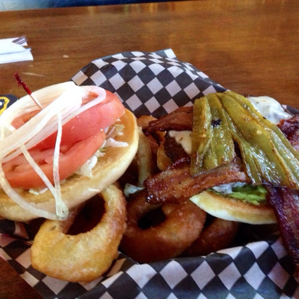 The Lower Tavern - Southwest burger with rings - American Near Me - Eastsound, Washington The Lower Tavern - Southwest burger with rings - American Near Me - Eastsound, Washington