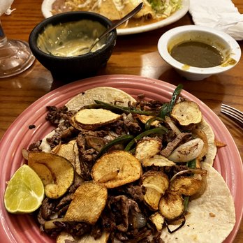 Patzcuaro's - Front: Albanil Tacos Back: Enchiladas Michoacan - Mexican Near Me - Denver, Colorado
