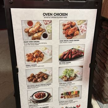 Vons Chicken - Menu sign outside the store. - Chicken Shop Near Me - Dublin, California