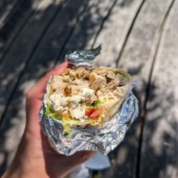 Greek chicken wrap half