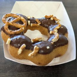 Chocolate pretzel. Couldn't wait to take a bite. Chocolate pretzel. Couldn't wait to take a bite.