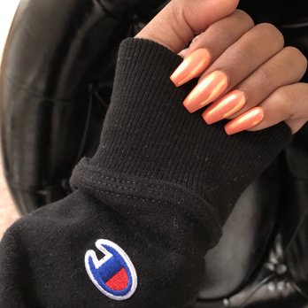 Nail Gloss - I told Anna I wanted orange  I didn't know what style exactly so I asked her to use her creativity. And WAH-LAH! - Nail Salons Near Me - Sterling Heights, Michigan