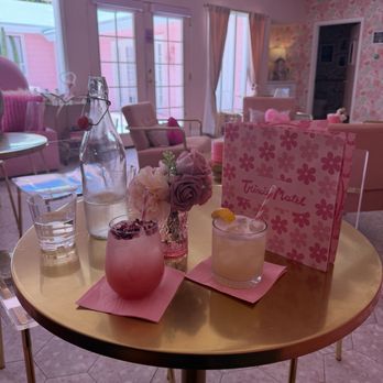 Trixie Motel - The "Oh Honey" and one of the mocktails to the left. In the Barbara Bar - Hotels Near Me - Palm Springs, California Trixie Motel - The "Oh Honey" and one of the mocktails to the left. In the Barbara Bar - Hotels Near Me - Palm Springs, California