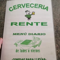 Cerveceria Rente - Menu Cover