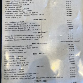 Brunswick Beer and Cider - Front drink menu - Venues & Event Spaces Near Me - Leland, North Carolina