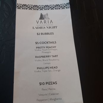 Varia - Menu - Italian Near Me - Norfolk, Virginia