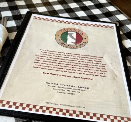 Menu photo 6 Nonna’s Pizzeria and Pub Sturtevant, WI
