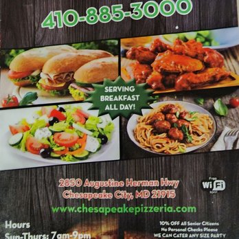 Chesapeake Pizza - the menu of the restaurant - Pizza Near Me - Chesapeake City, Maryland