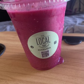 The Local Juicery + Kitchen - Pink drink was really yummy, but was delivered with a split down the side of the cup and was pouring out. - Vegan Near Me - Chattanooga, Tennessee The Local Juicery + Kitchen - Pink drink was really yummy, but was delivered with a split down the side of the cup and was pouring out. - Vegan Near Me - Chattanooga, Tennessee