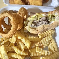 Cook Out - Double Burger Tray with Fries & Onion Rings, Side of Chicken Nuggets