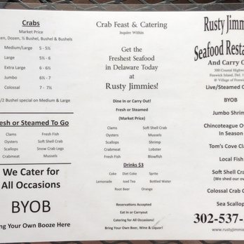 Rusty Jimmies - July 2020 menu back - Seafood Near Me - Fenwick Island, Delaware Rusty Jimmies - July 2020 menu back - Seafood Near Me - Fenwick Island, Delaware