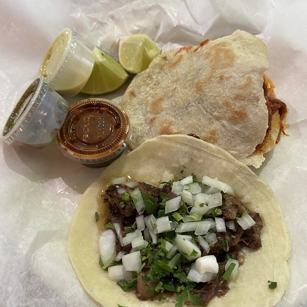 Tacos Chiwas - Deshebrada Roja Gordita and Barbacoa Taco - Tacos Near Me - Mesa, Arizona Tacos Chiwas - Deshebrada Roja Gordita and Barbacoa Taco - Tacos Near Me - Mesa, Arizona