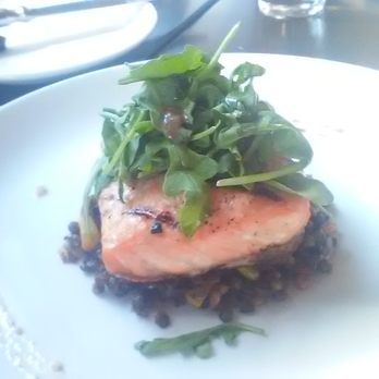 Ricarda's - salmon for lunch - looks small, but very hearty! grains on the bottom - Mediterranean Near Me - Toronto, Ontario Ricarda's - salmon for lunch - looks small, but very hearty! grains on the bottom - Mediterranean Near Me - Toronto, Ontario